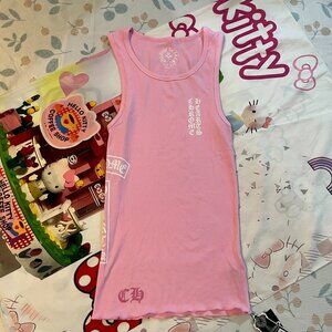 Chrome Hearts Sanskrit Print Pink Ribbed Vest